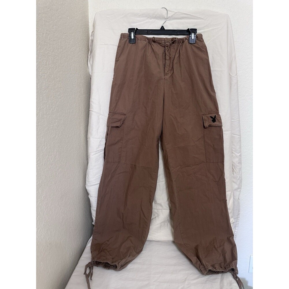 Playboy by PacSun Brown Cargo Hike Pants Men's M Logo Drawstring Pockets